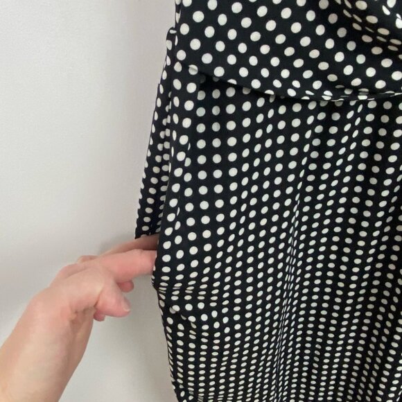 Donna Morgan Black White Polka Dot Print Jumpsuit Tie Waist Size 6 V-Neck Boho - Picture 6 of 9